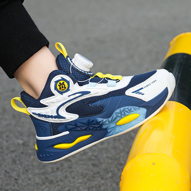 Whoa New Rotary Buckle Boys' Children'S Sneaker Wear-Resistant Non-Slip Children'S Shoes Breathable Mesh Basketball Shoes - Image 4