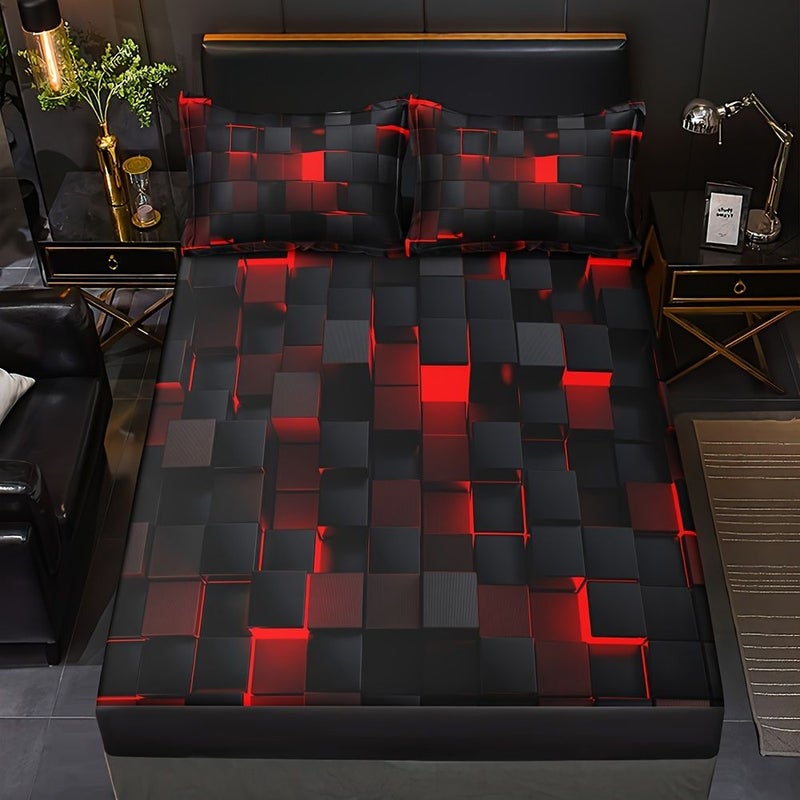طقم شراشف ووسادة أرجواني مقاس 3D لغرفة النوم 70 × 78 بوصة - Image 2