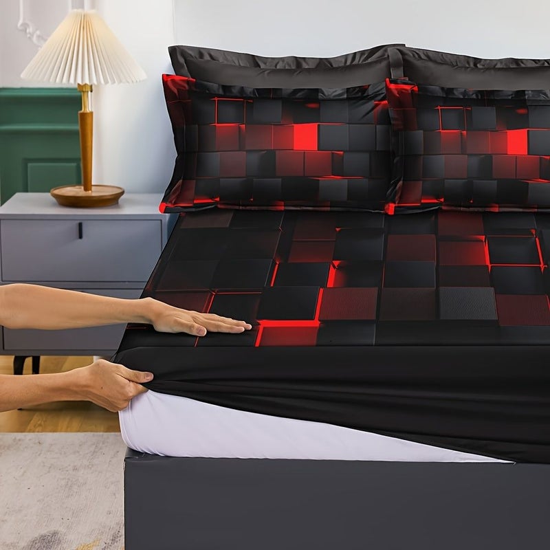 طقم شراشف ووسادة أرجواني مقاس 3D لغرفة النوم 70 × 78 بوصة - Image 5