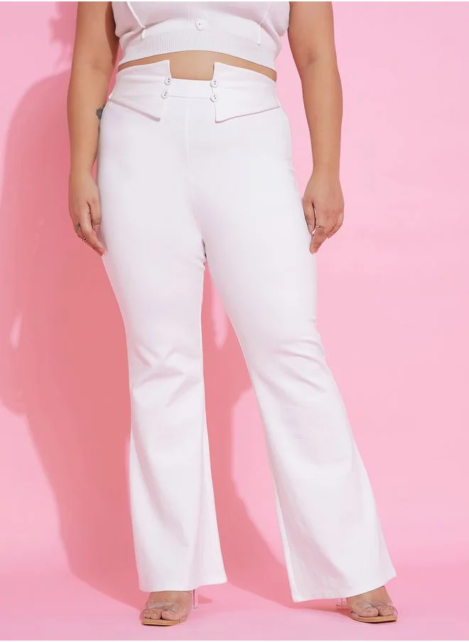 ساسافراس Front Button Detail Bell Bottom Trousers by Styli