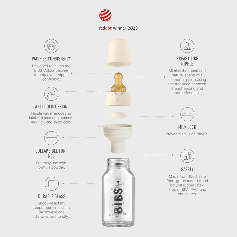 BIBS Baby Glass Bottle 110ml - Baby Blue - Image 2