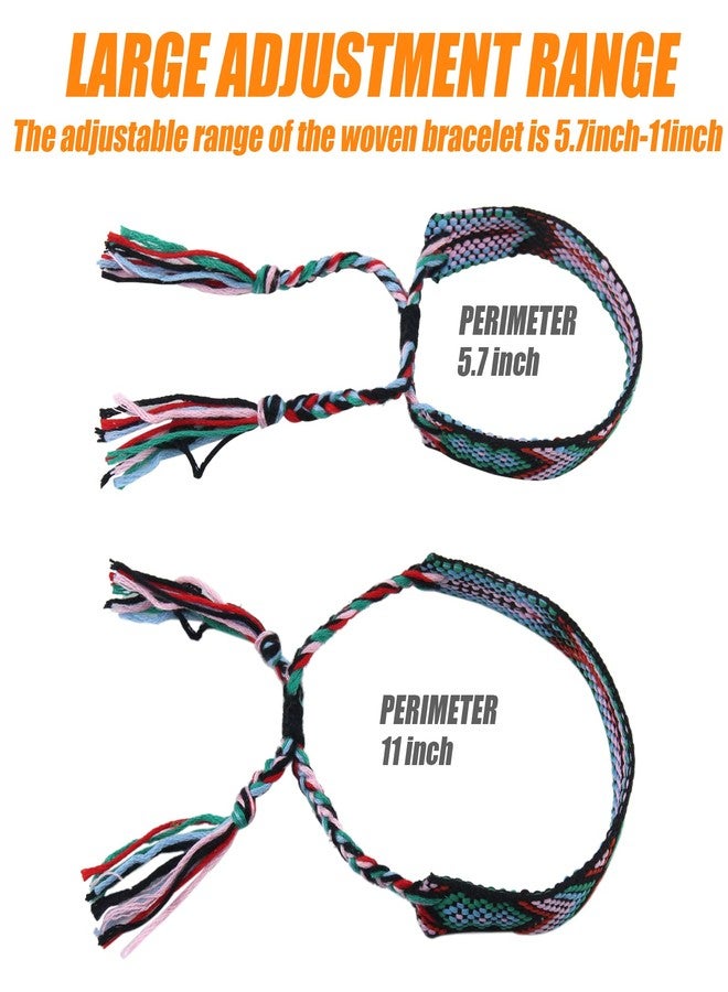 كاريد أساور صداقة منسوجة من كاريد، أساور نيبالية مضفرة، أساور بوهو يدوية الصنع، أساور كاحل صيفية قابلة للتعديل مناسبة للشاطئ وركوب الأمواج للنساء، عبوة من 12 قطعة - Image 3