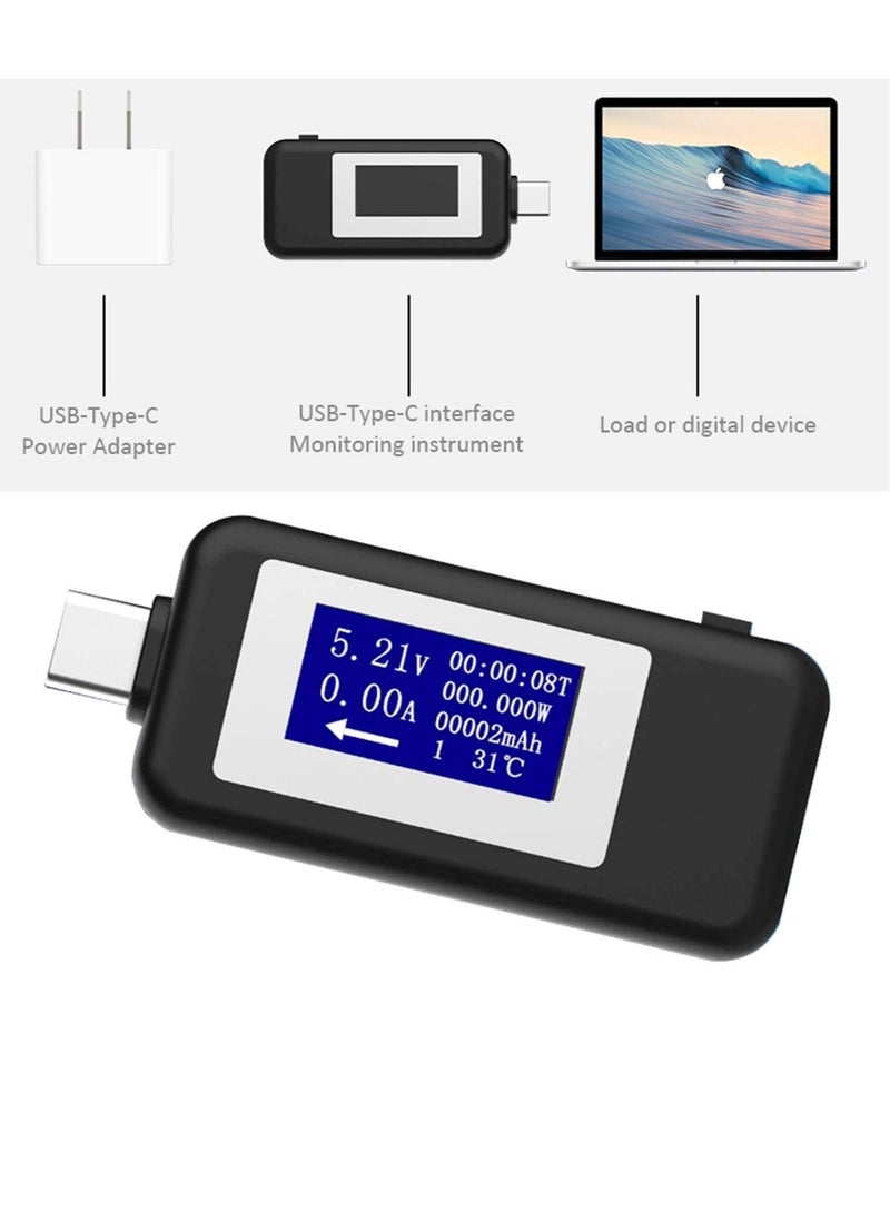 Excefore - Type-C USB Power Meter Testers, USB C Current and Voltage Bidirectional Tester, Ammeter 0-5A Voltmeter 4-30V, USB-C Charger Safety Tester, Digital Color LCD Display Multimeter, Amp Volt Detector - Image 1