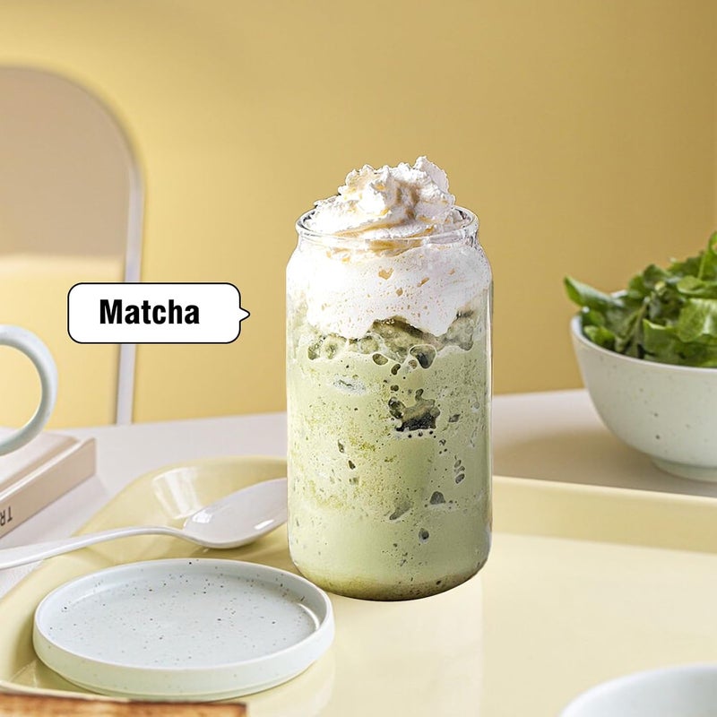 DAMCONME Glass Cups with Lids and Straws 1Pack,Glass Coffee Cups,Glass Cup with Lid for Iced Coffee,Smoothie,Cocktail,Beer,Whiskey,Soda,Matcha,16 Oz Glass Cup with Bamboo Lid,1 Brush - Image 2