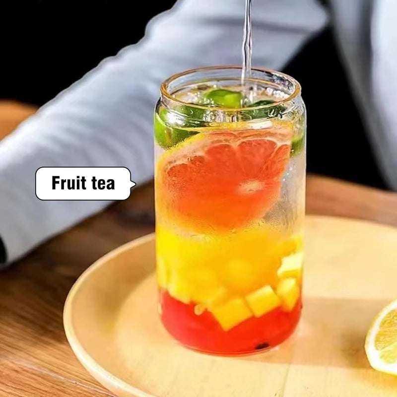 DAMCONME Glass Cups with Lids and Straws 1Pack,Glass Coffee Cups,Glass Cup with Lid for Iced Coffee,Smoothie,Cocktail,Beer,Whiskey,Soda,Matcha,16 Oz Glass Cup with Bamboo Lid,1 Brush - Image 4