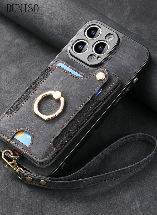 DUNISO Samsung Galaxy S23 Ultra Phone Case 6.8'' Faux Leather Wallet with Credit Card Holder Anti-fall Anti-fingerprint Phone Cover with Hand Starp for Samsung Galaxy S23 Ultra - Image 2