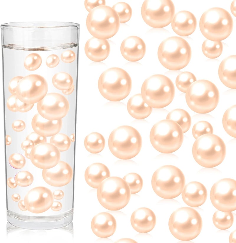 ZEBMOON 200PCS Light Champagne Floating Beads, Champagne Marbles for Vases, Floating Beads for Centerpiece Vases, Vase Filler Faux Pearls, No Holes Filler Beads for Party Wedding Decor, 10/14/20/30mm - Image 1