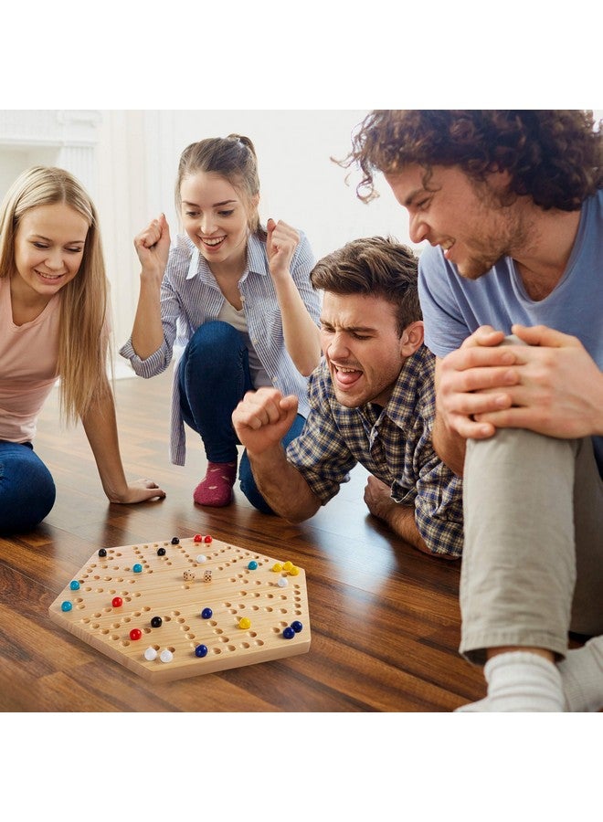 Hey! Play! Classic Wooden Strategic Thinking Game-Complete Set with Board, 24 Colored Marbles, 2 Dice-Fun Vintage 6-Player Game for Kids and Adults - Image 5