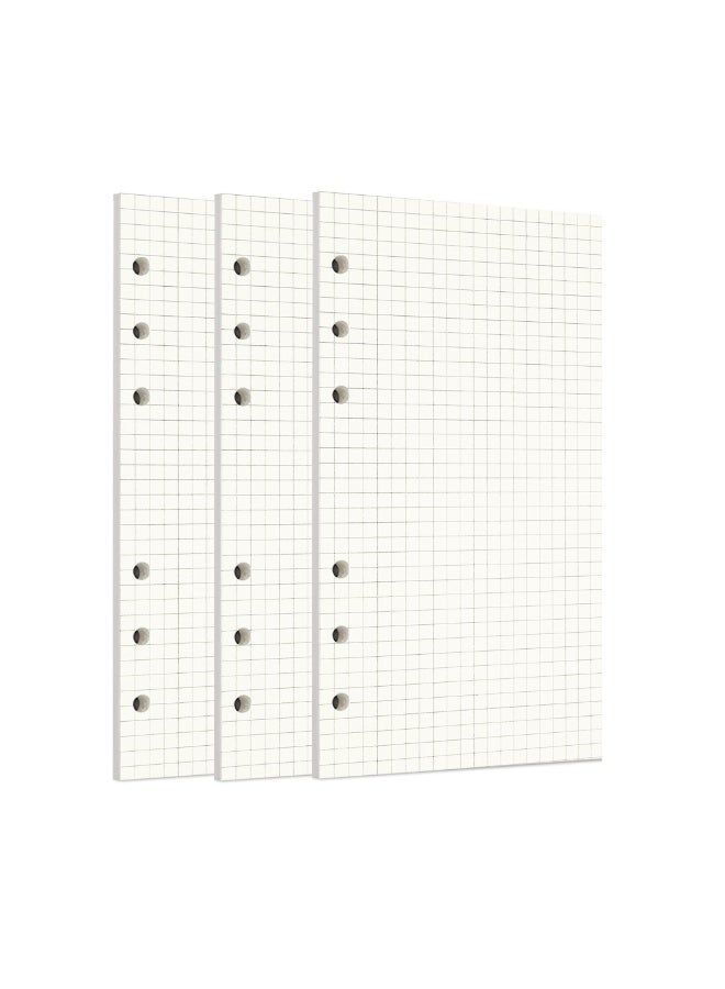 Zelten 3 Pack A6 135 Sheets/270 Pages Squared Loose Leaf Punched Paper Refills Paper for 6 Hole Binder Personal Organizer Diary Notebook Refillable Planner - Image 1