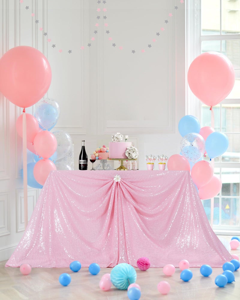 PartyDelight Pink Sequin Tablecloth Sparkly Table Cloth Rectangular 60"x102" - Image 3