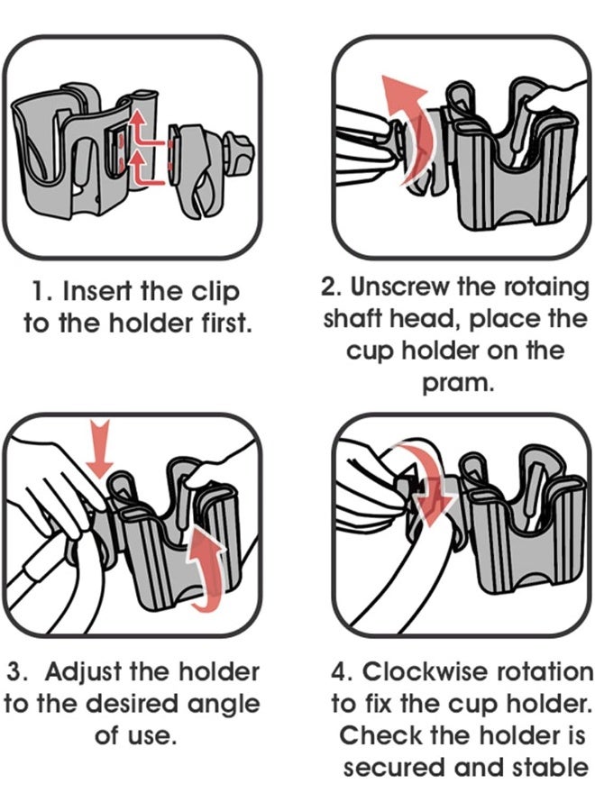 WedFeir 2-in-1 Universal Cup Phone Holder for Uppababy Nuna Doona Strollers, Bike, Walker, Wheelchair, Scooter - Image 5