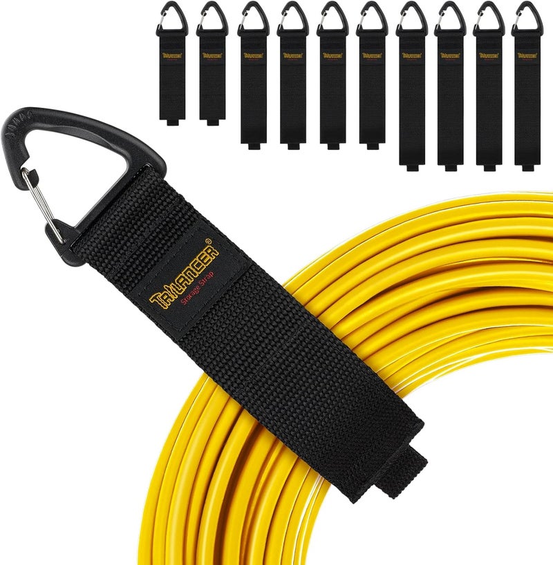 Hook-and-Loop Storage Straps with Triangular Buckle to Hang on Walls for Cables, Wires, Rope, Hoses, Organization for Home, Garage or Workshop（2*S，4*M，4*L）