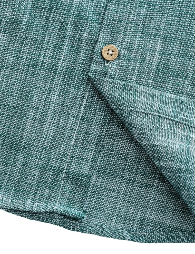 JOGAL Boys Chambray Shirts Short Sleeve Button Down Casual Cotton Woven Shirt with Two Pockets for Kids 6-14 Years DarkGreen 10 - Image 5