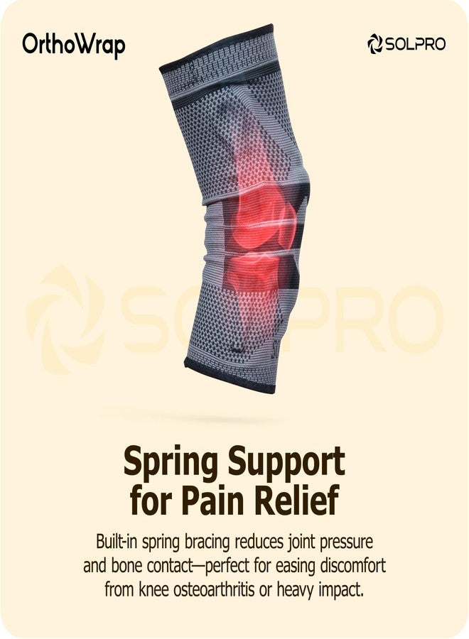 Solpro OrthoWrap Knee Support for Men & Women | Joint Stabiliser for All Sports, Gym & Rehab Workouts | Joint Pain Relief for Active Lifestyle Injury Recovery & Arthritis (Dark Grey/Black) - Image 5