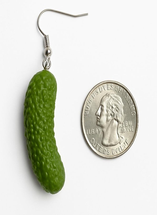 Gears Out Briny Bling Pickle Earrings - Realistic Pickle Earrings Funny Pickle Lovers Gifts Ladies Christmas Stocking Stuffers Cute Dangle Earrings for Women - Image 5