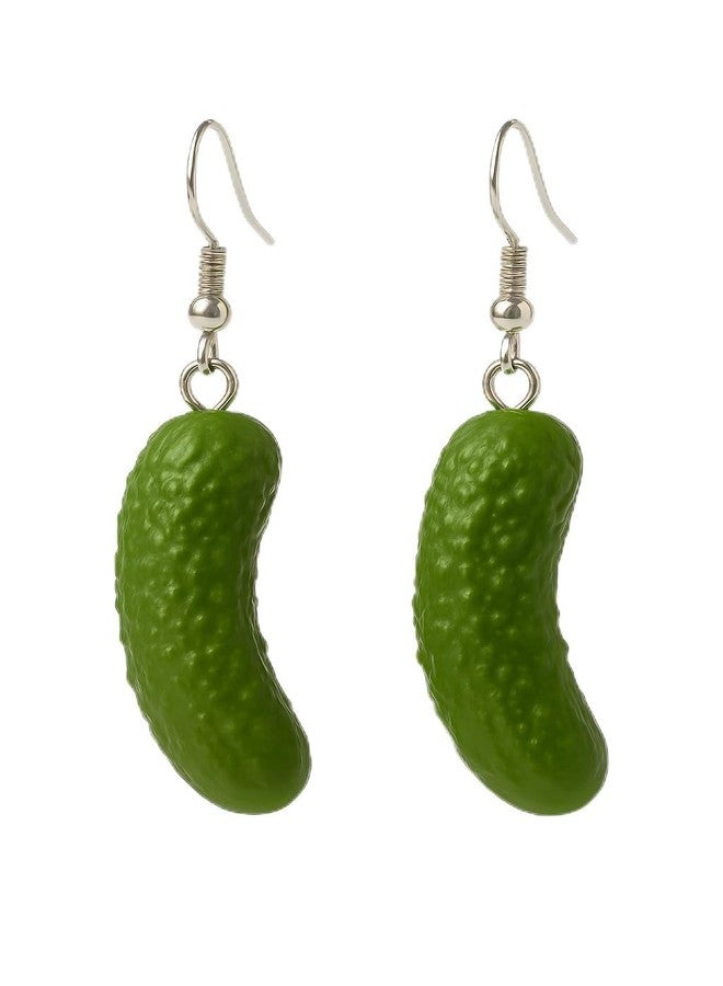 Gears Out Briny Bling Pickle Earrings - Realistic Pickle Earrings Funny Pickle Lovers Gifts Ladies Christmas Stocking Stuffers Cute Dangle Earrings for Women - Image 1