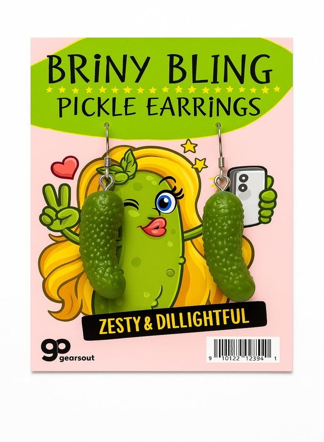Gears Out Briny Bling Pickle Earrings - Realistic Pickle Earrings Funny Pickle Lovers Gifts Ladies Christmas Stocking Stuffers Cute Dangle Earrings for Women - Image 2