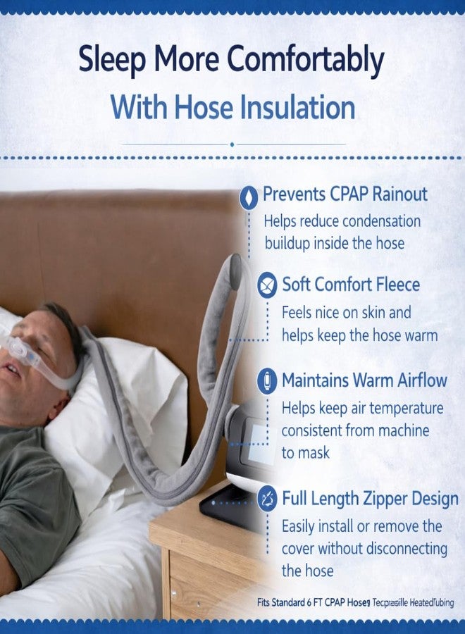 RawRock CPAP Hose Cover Fleece with Mask Holder & Cleaning Towel – Soft Insulated CPAP Tube Cover, Breathable Cylinder Mask Organizer, Reusable Cleaning Cloth (Space Grey - Image 2