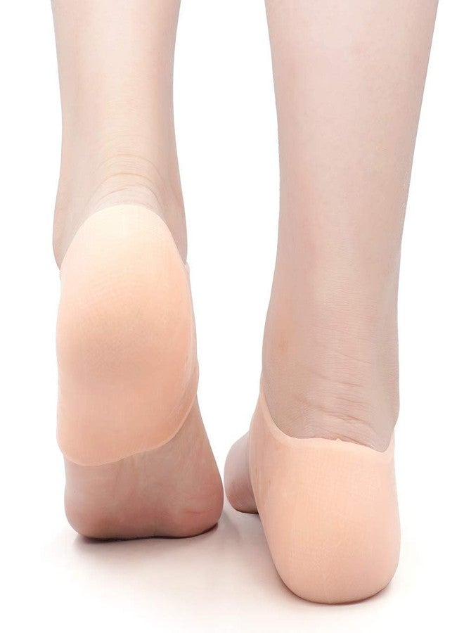 SVS ONLINE Anti Crack Full Length Silicon Moisturizing Heel Pads Socks + Silicone Gel Pad + Half Toe Pain Relief Cracks Foot Care Protector Pedicure Support for Men and Women (Beige, Free Size, Combo) - Image 5