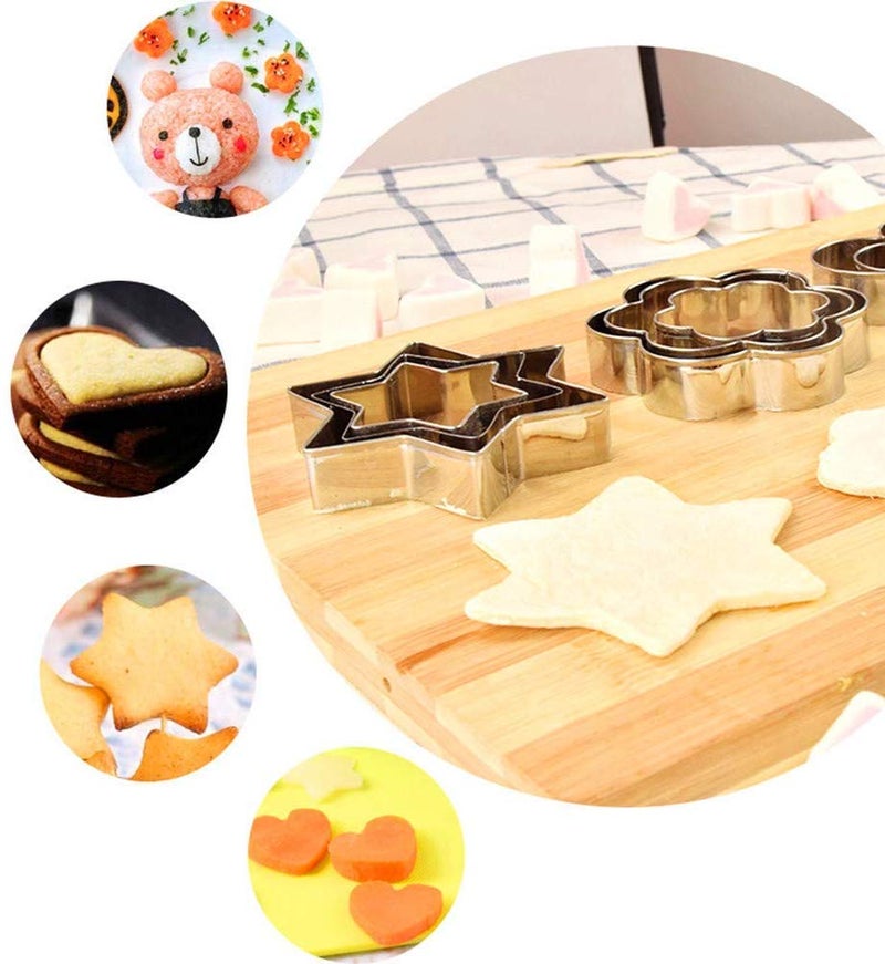 SuHaSy 11 PcsCombo 12Pcs Cookie Cutter Set Silver 6Pcs Food Bag Plastic Clip Sealer Multicolour SS Cookie Cutter - Image 3