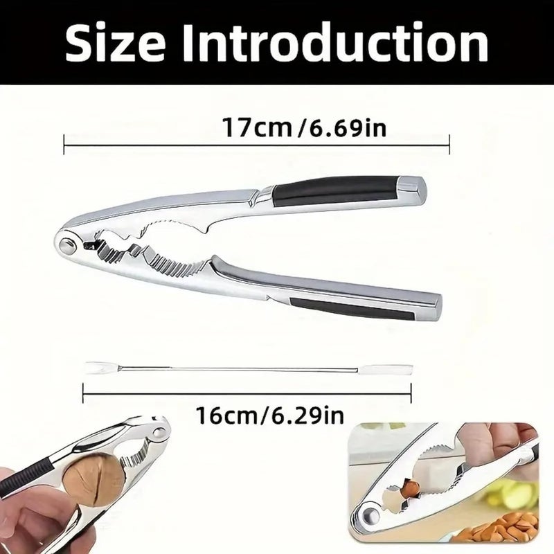 كسارة البندق فاتحة الكستناء مقشرة المأكولات البحرية كسارة بندق ثقيلة من سبيكة الزنك أداة كماشة للبيكان والجوز والبندق والفستق مع مقبض غير قابل للانزلاق (أسود2) - Image 5
