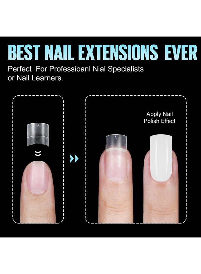 TOMICCA Short Square Nail Tips 240Pcs Acrylic Half Cover Nail Tips 10 Sizes No C Curve Full Matte Soft Gel Nail Tips Nail Extension Tips For Beginner And Professional - Image 3