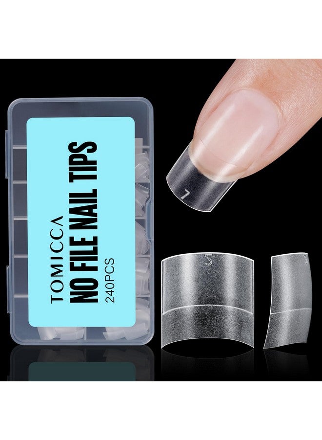 TOMICCA Short Square Nail Tips 240Pcs Acrylic Half Cover Nail Tips 10 Sizes No C Curve Full Matte Soft Gel Nail Tips Nail Extension Tips For Beginner And Professional - Image 1