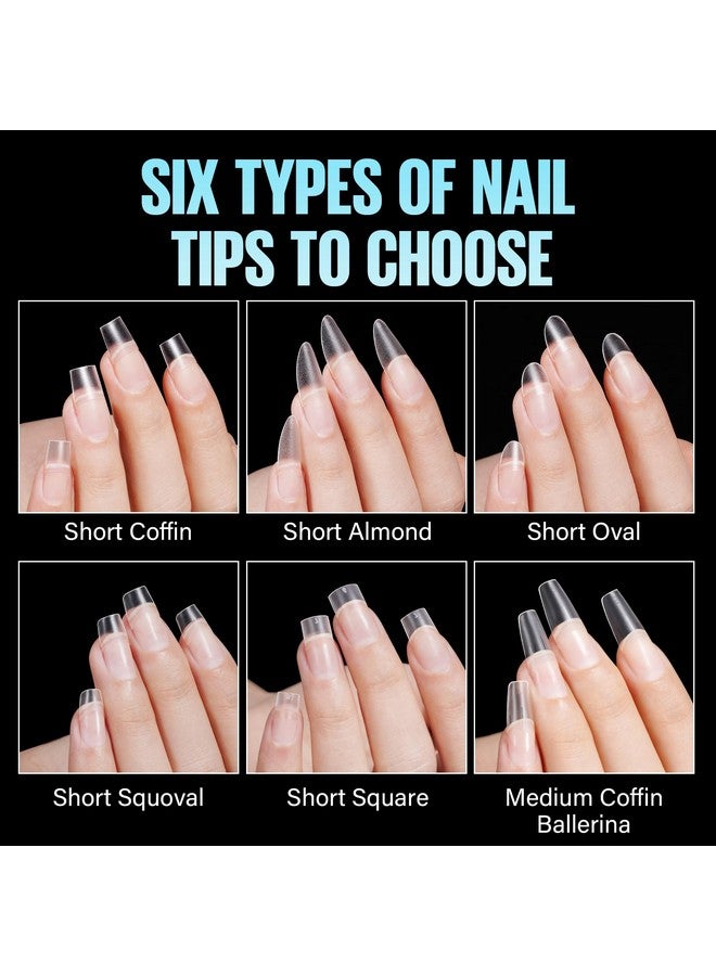 TOMICCA Short Square Nail Tips 240Pcs Acrylic Half Cover Nail Tips 10 Sizes No C Curve Full Matte Soft Gel Nail Tips Nail Extension Tips For Beginner And Professional - Image 5