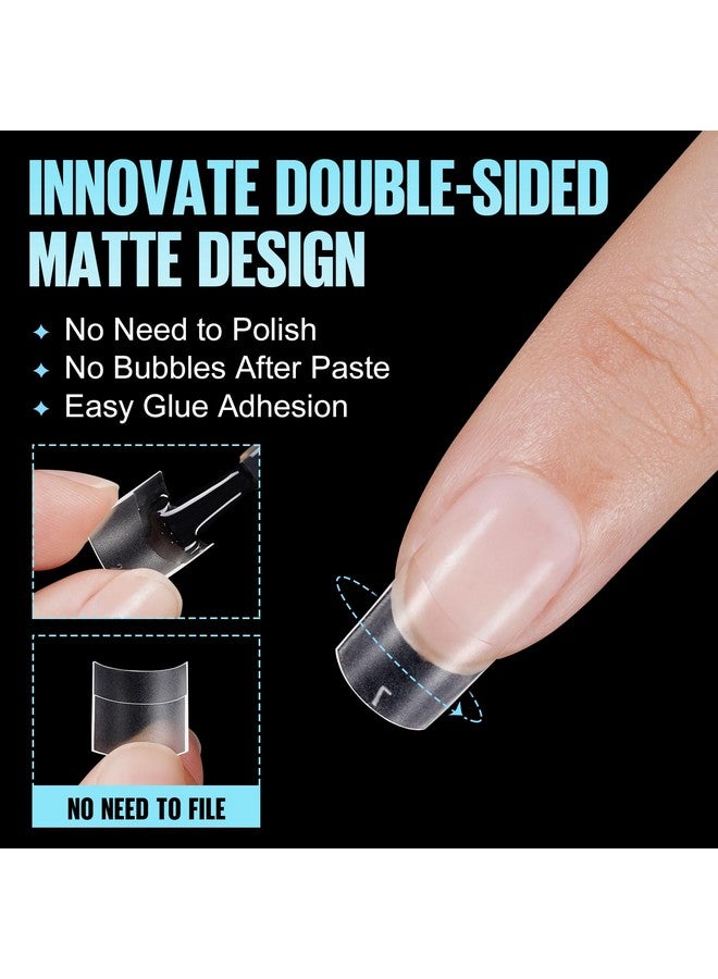 TOMICCA Short Square Nail Tips 240Pcs Acrylic Half Cover Nail Tips 10 Sizes No C Curve Full Matte Soft Gel Nail Tips Nail Extension Tips For Beginner And Professional - Image 4