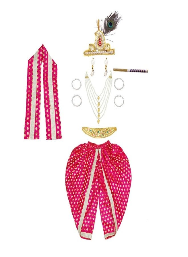 DESI ANDAAZ Krishna Dress for Kids – Fancy Dress for Boys & Girls | Bal Krishna Dress with Mukut, Flute & Accessories (Set of 10)| Janmashtami - Image 1