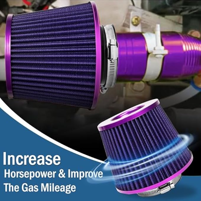 TBYUM Universal Clamp-On Air Intake Filter, High Performance, Washable Filter, Replacement Air Filter, Flange Diameter 3inch/76mm (Purple) - Image 5
