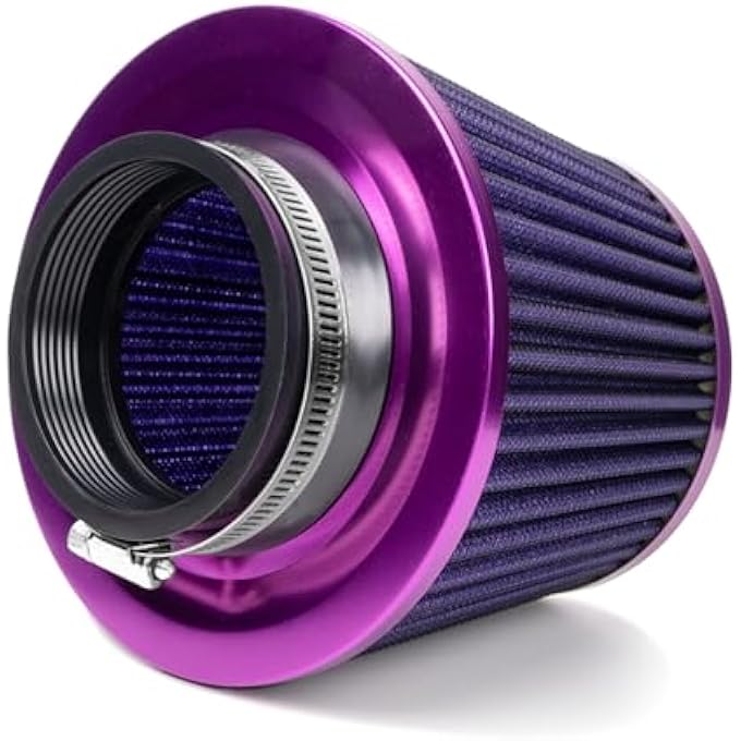 TBYUM Universal Clamp-On Air Intake Filter, High Performance, Washable Filter, Replacement Air Filter, Flange Diameter 3inch/76mm (Purple) - Image 1