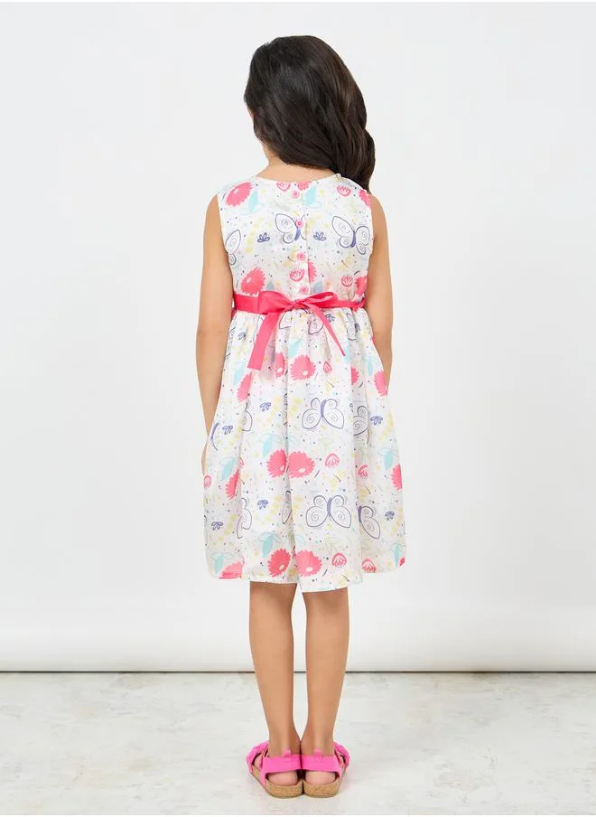 Styli Butterfly Print Sleeveless Dress
