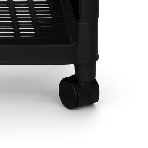 Biltoxi Plastic Multipurpose Storage Racks | 3 Shelfs Storage Organizer Racks for Home, Kitchen, Bathroom | Kitchen Trolley Rack with Wheels (Black) - Image 5