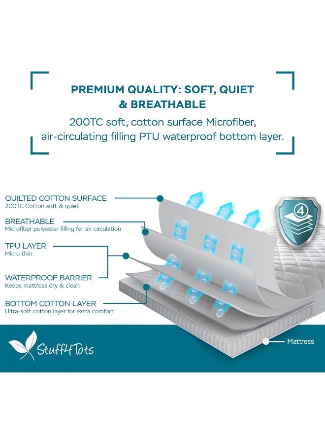 Stuff4Tots Waterproof Mattress Protector King Premium with Four Layer Protection Super Soft Comfortable and Breathable Fitted Machine Washable and Vinyl Free 76 x 80  with 17 Skirt  - Image 4