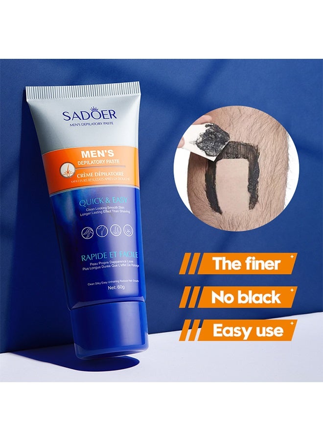 SADOER Men's Depilatory Paste,Face and Body Beard Hair Removal Cream,Effective and Painless Depilatory Cream,Use on Chest,Back,Arm,Leg and Underarm Hair Removal Cream for Men 60g - Image 4