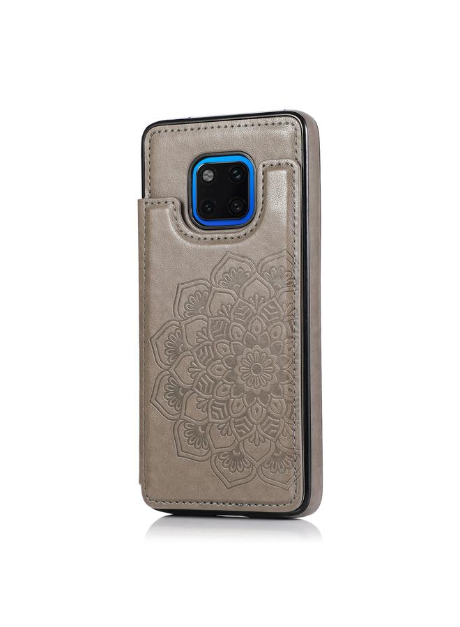 اس-توب جراب لهاتف Huawei Mate 20 Pro بتصميم ماندالا مزدوج الإبزيم مصنوع من مادة البولي يوريثان الحراري والبولي يوريثان الحراري مع فتحات للبطاقات وحامل وإطار للصور - Image 2