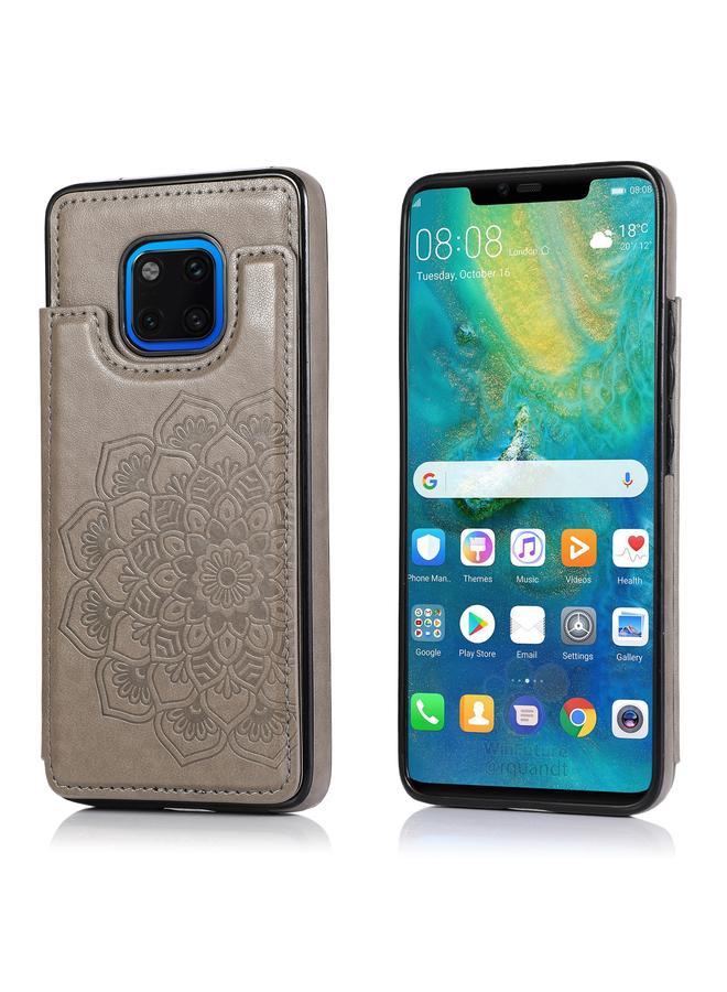 اس-توب جراب لهاتف Huawei Mate 20 Pro بتصميم ماندالا مزدوج الإبزيم مصنوع من مادة البولي يوريثان الحراري والبولي يوريثان الحراري مع فتحات للبطاقات وحامل وإطار للصور - Image 1