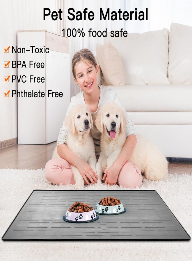 Ultibe 48" x 32" Largest Pet Food Mat, XXXL Silicone Dog Mats for Food and Water, Nonslip Pet Feeding Mats for Floors,Dog Cat Bowl Mat with Raised Edges, Lake Blue - Image 4
