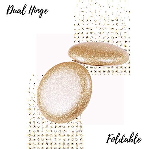 Scarlet Line Small Double Sided Foldable Purse Mirror for Women Round Magnifying Hand Mirror for Makeup Handy Compact Design Travel Mirror, Rose Gold - Image 5