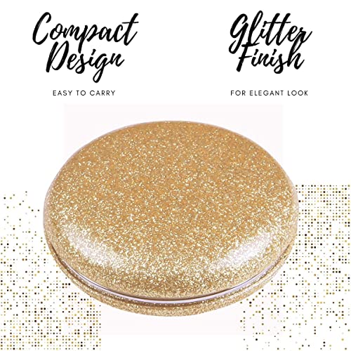 Scarlet Line Small Double Sided Foldable Purse Mirror for Women Round Magnifying Hand Mirror for Makeup Handy Compact Design Travel Mirror, Rose Gold - Image 3