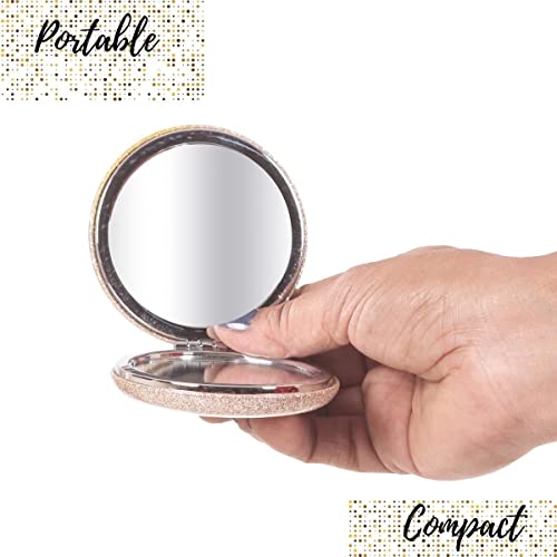 Scarlet Line Small Double Sided Foldable Purse Mirror for Women Round Magnifying Hand Mirror for Makeup Handy Compact Design Travel Mirror, Rose Gold - Image 4