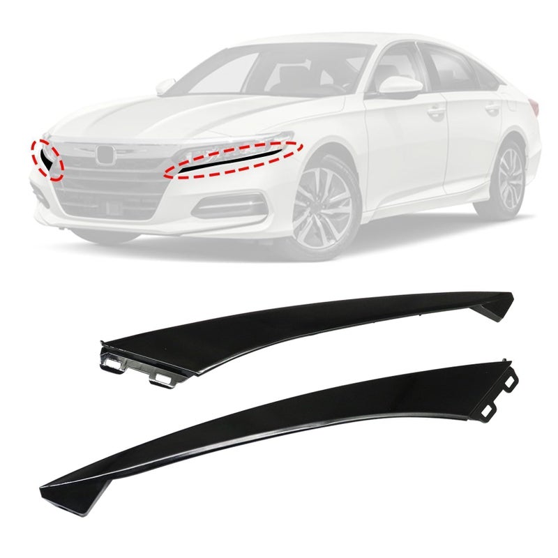 Priprilod Grille Lower Molding Trim Driver Passenger Side Black Compatible With Honda Accord Sedan 20182020 Bumper Molding Trim 71114TVAA00 71119TVAA00