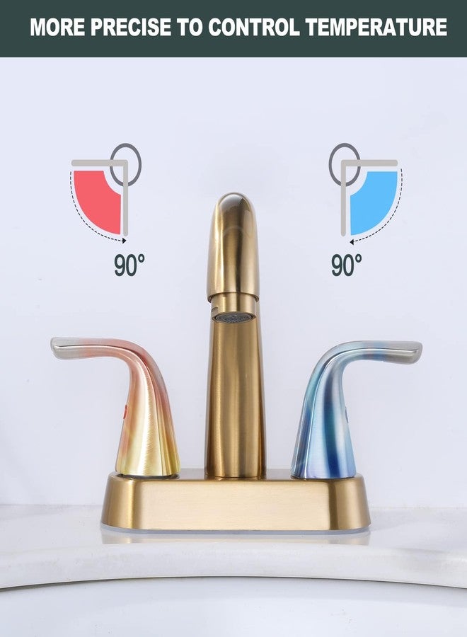 ALEASHA Brushed Gold Bathroom Sink Faucet: ALEASHA 4 Inch Centerset Bathroom Faucet, 2 Handles Washroom Sink Faucets with Pop Up Drain Stopper, RV Lavatory Vanity Faucets with Aesthetic Appeal - Image 4