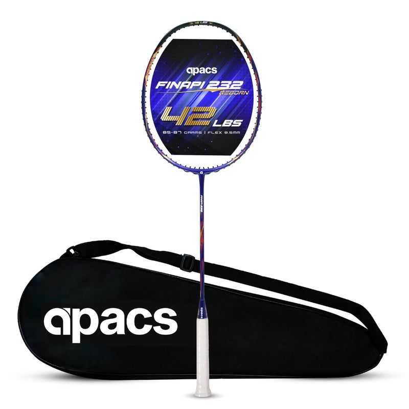 Apacs Finapi 232 Reborn (Unstrung, 42 LBS Mega Tension, World's Toughest Frame) Power Series Badminton Racket | Made with 100% Japanese Ultra Graphite Badminton Racquet with Full Cover (Blue) - Image 5