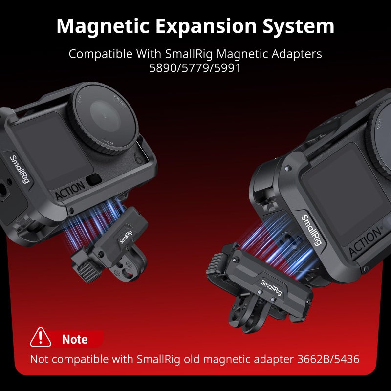 SMALLRIG Action 6 Cage for DJI Osmo Action 6 with Expansion Interfaces, Cold Shoe, 1/4"-20 Threaded Hole, Quick Release, Aluminum Action Camera Cage for DJI Action 6, Protective Frame Cage - 5888 - Image 4