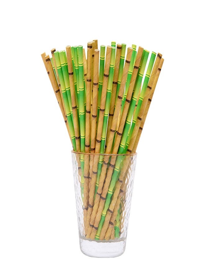 YAOSHENG 100 Pcs 2 colors Biodegradable Green Bamboo Paper Straws for Drinking Juices Shakes Birthday Wedding Party Supplies decorations - Image 1
