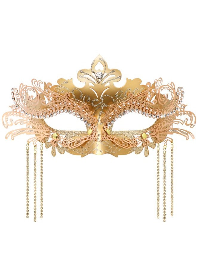 Coddsmz Women Masquerade Mask with Rhinestone Chains Venetian Mask Mardi Gras Decoration for Carnival Party Costume Masks - Image 1