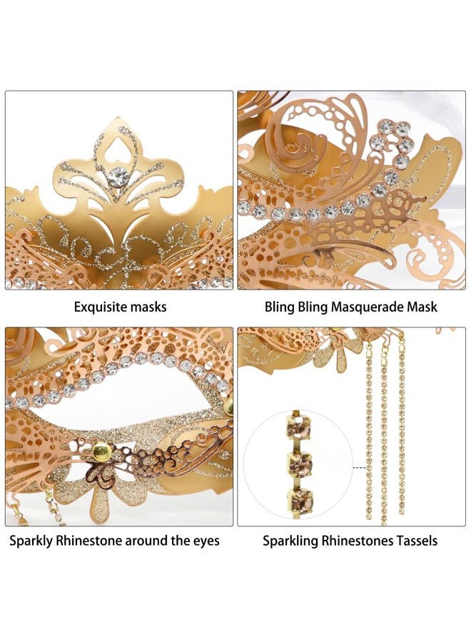 Coddsmz Women Masquerade Mask with Rhinestone Chains Venetian Mask Mardi Gras Decoration for Carnival Party Costume Masks - Image 4