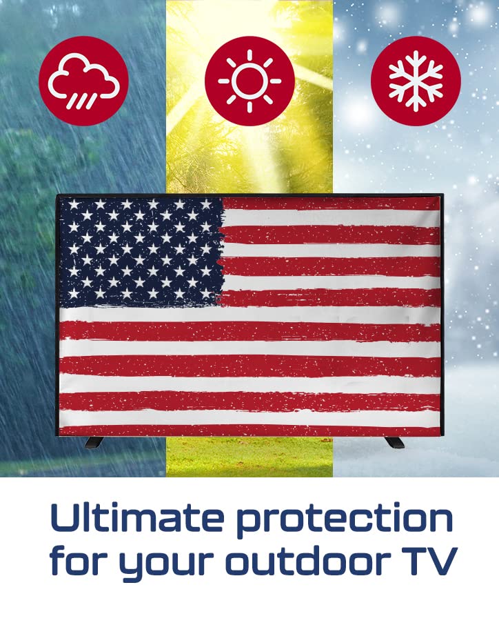 Garnetics Outdoor TV Cover 85 Inch – Waterproof, Weatherproof TV Enclosures with Smart Shield Screen Protectors, Ideal for Outdoor Use, Moving, and Storage - US Flag - Image 4